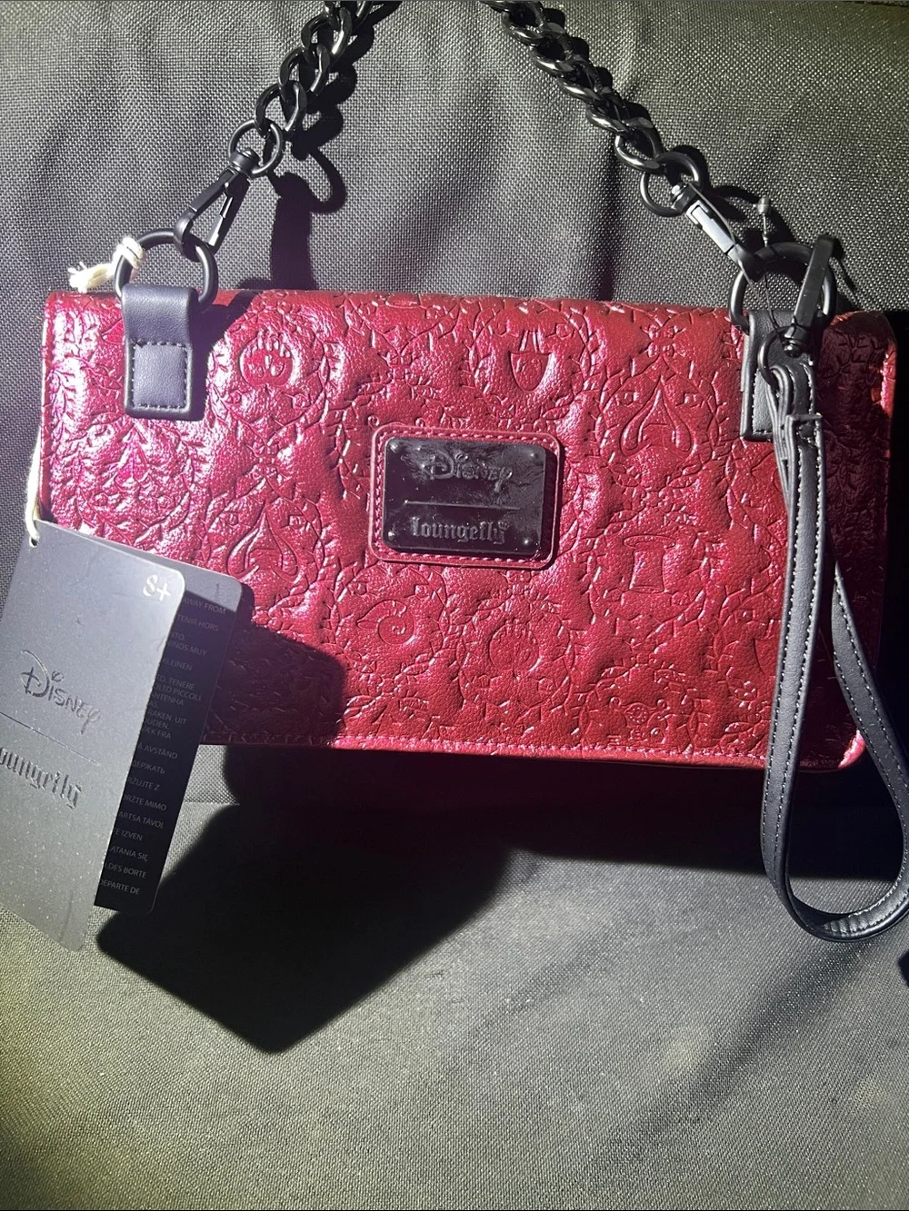 Loungefly limited edition hardtag Red and Black Embossed Studded Wristlet